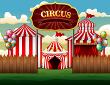 Big Top Circus Tents White And Red Background