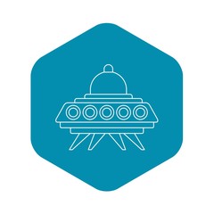 Sticker - Ufo flying saucer icon. Outline illustration of ufo flying saucer vector icon for web