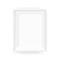 Aufkleber - Realistic empty white picture frame on a wall. Vector illustration Isolated on white background