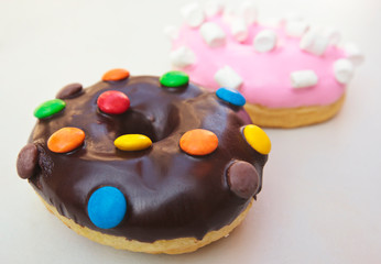 Two donuts isolated on the white background