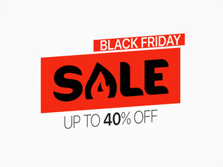 Leinwandbilder - Black friday sale banner. Season sale vector offer. Up to 40 percent off