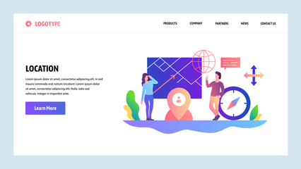 Wall Mural - vector web site design template. navigation, location and pin place. landing page concepts for websi