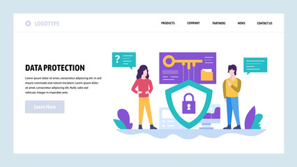 Wall Mural - vector web site design template. data protection, privacy and secure access. landing page concepts f
