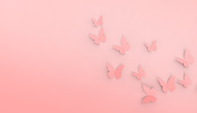 Origami Butterfly Paper And Freedom Of Inspiration On Pastel Pink Background - 3d Rendering