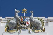 The Australian Arms On The Old Parliament House  In Canberra Parliamentary Zone Australia Capital Territory
