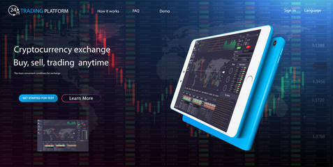 Leinwandbilder - Web Site Screen template. Forex market, news and analysis. Binary option. Application screen for trading.