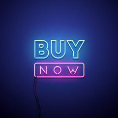 Wall Mural - Buy Now neon sign. Vector illustration