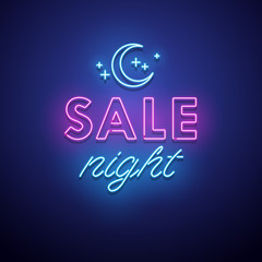 Wall Mural - Sale Night neon sign. Vector illudtration.