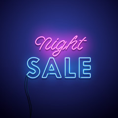 Wall Mural - Night Sale neon sign. Vector illustration.