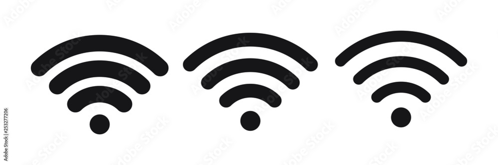 Wireless and wifi icon or wi-fi icon sign for remote internet access, Podcast vector symbol, vector illustration - obrazy, fototapety, plakaty 