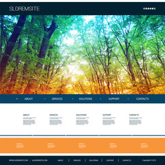 Wall Mural -     Website Design Template for Your Business with Natural Image Background - Woodland, Trees, Shunshine 