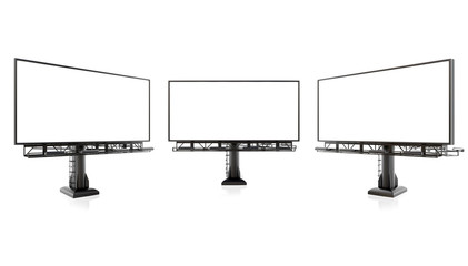 Wall Mural - 3D rendering of blank billboards (empty advertisement) isolated on white background - mock up template