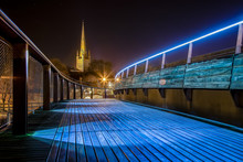 Norwich Cathedral, Shot At Night With A Long Exposure From The Jarrold Foot Bridge, Norfolk, England