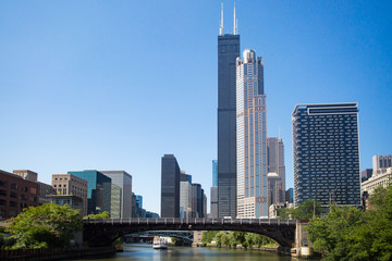 Sticker - Willis Tower in Chicago on the Chicago River