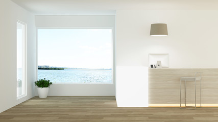 Wall Mural - Reception counter interior 3D rendering in hotel - minimal style	