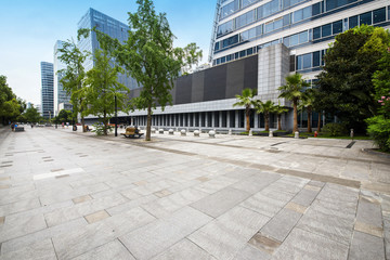 Leinwandbilder - Panoramic skyline and buildings with empty concrete square floor in chengdu,china