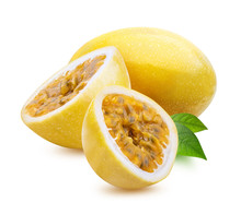 Yellow Maracuya (passion Fruit) Isolated On White Background