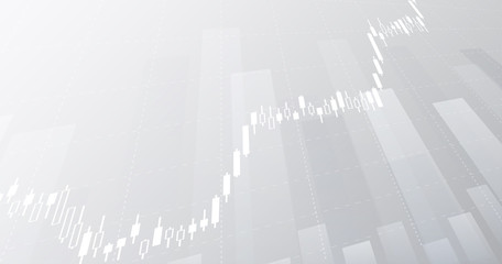 Wall Mural - widescreen abstract financial chart with uptrend line graph and candlestick on black and white color