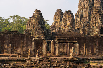 Second enclosure wall with galleries of Bayon temple in Angkor Thom, Cambodia