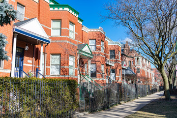 Wall Mural - Row of Red Brick Homes in Wicker Park Chicago