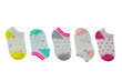 © Olga - Baby fashion. Close-up of colorful collage set of baby socks isolated on white background.