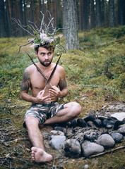 Poster - young man in a forest