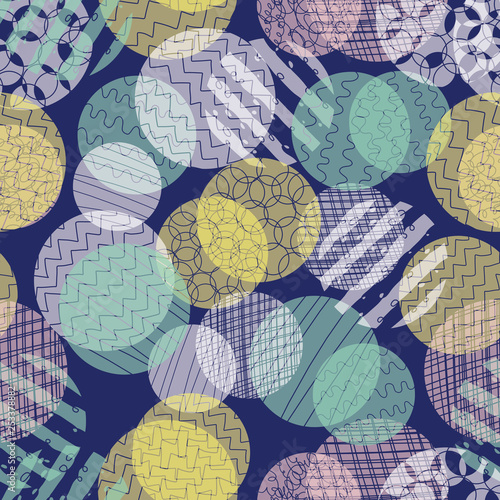 Abstract Circles Seamless Vector Pattern Layered Dots Different Opacity Blue Pink Teal Yellow Repeating Background Modern Abstract Backdrop Use For Fabric Wallpaper Web Banner Digital Paper Buy This Stock Vector