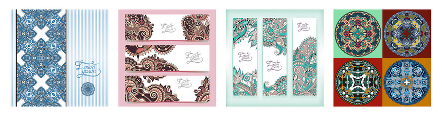 Sticker - set of decorative flower template banner, card