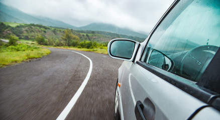 Canvas Print - car in road under sky