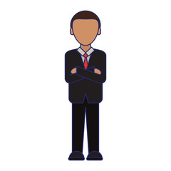 Sticker - Executive businessman cartoon blue lines faceless