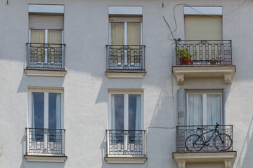 Wall Mural - Windows of a Building at the neighbourhood of Chamberi, Madrid, Spain