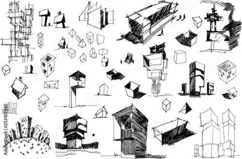 Many Hand Drawn Architectectural Sketches Of A Modern Abstract Architecture Nad Geometric Objects And Urban Ideas And Drafts Buy This Stock Vector And Explore Similar Vectors At Adobe Stock Adobe Stock,The Master Guide To Drawing Anime How To Draw Original Characters From Simple Templates Pdf Download