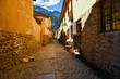 narrow street in the town Machu Picchu
