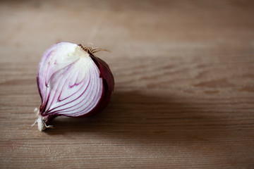 Red onion sliced in half