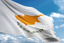 Cyprus Flag Waving Sky Background 3D Illustration
