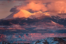 LaSal Mountains At Sunset;  Arches National Park;  Utah