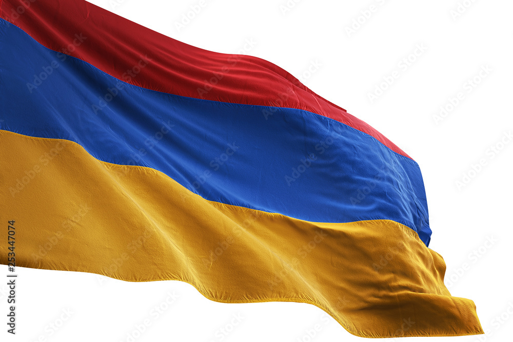 Armenia flag waving isolated white background 3D illustration Stock ...