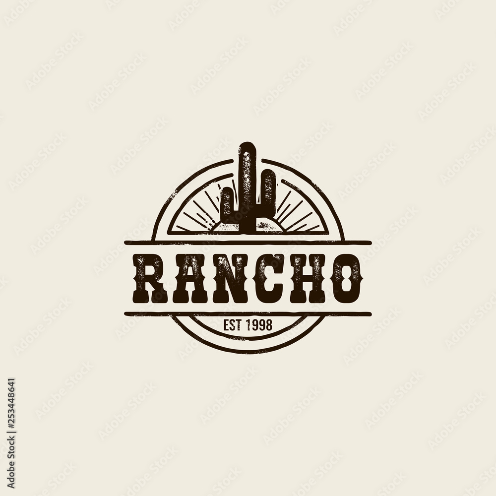 ranch cactus logo - obrazy, fototapety, plakaty 