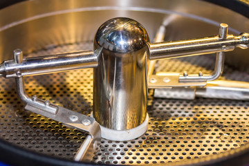 close up modern blade inside tank of dough mix machine in food industrial