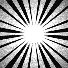 Wall Mural - Vintage dotwork sun rays, sunburst or explosion