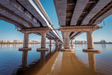 Wall Mural - Han river with Mapogyo Bridge at Yeouido Hangang Park in Seoul, Korea..