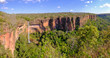 Beautiful Bridal Veil, Veu Da Noiva waterfall in Chapada Dos Guimaraes National Park, Cuiaba, Mato Grosso, Brazil