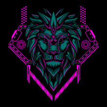 Lion Head Geometry Vector Illustration