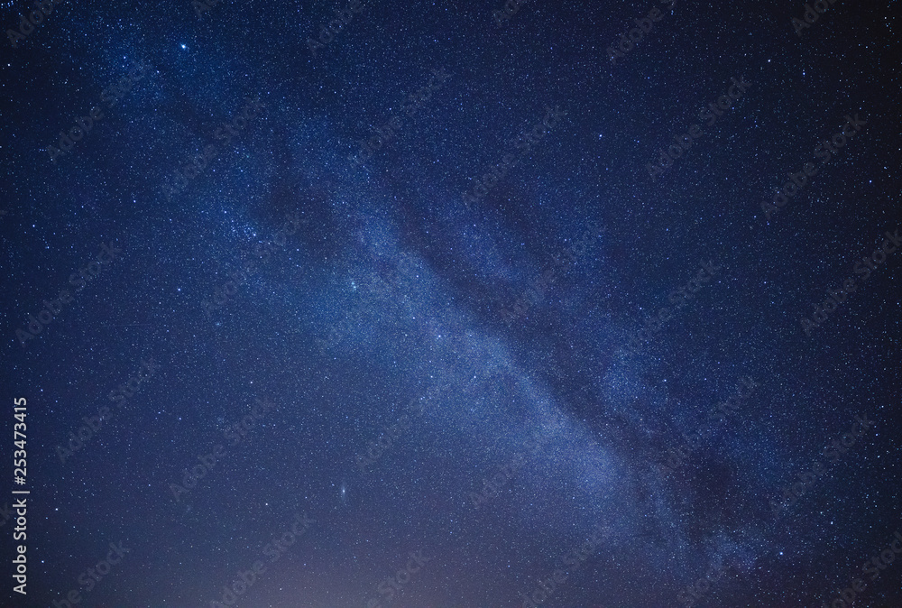 Beautiful night starry sky with Milky way galaxy. - obrazy, fototapety, plakaty 