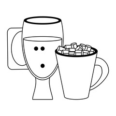 Poster - Coffee cup with mellows in black and white