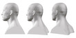 Vector set of isolated male busts of mannequins on white background. 3D. Male bust from different sides. Vector illustration