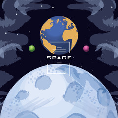 Canvas Print - space with earth planet universe scene