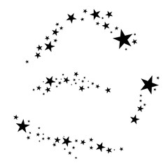 Wall Mural - stars on a white background. black star shooting with an elegant star.meteoroid, comet, asteroid, st