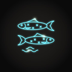 Sardine fish icon in glowing neon style