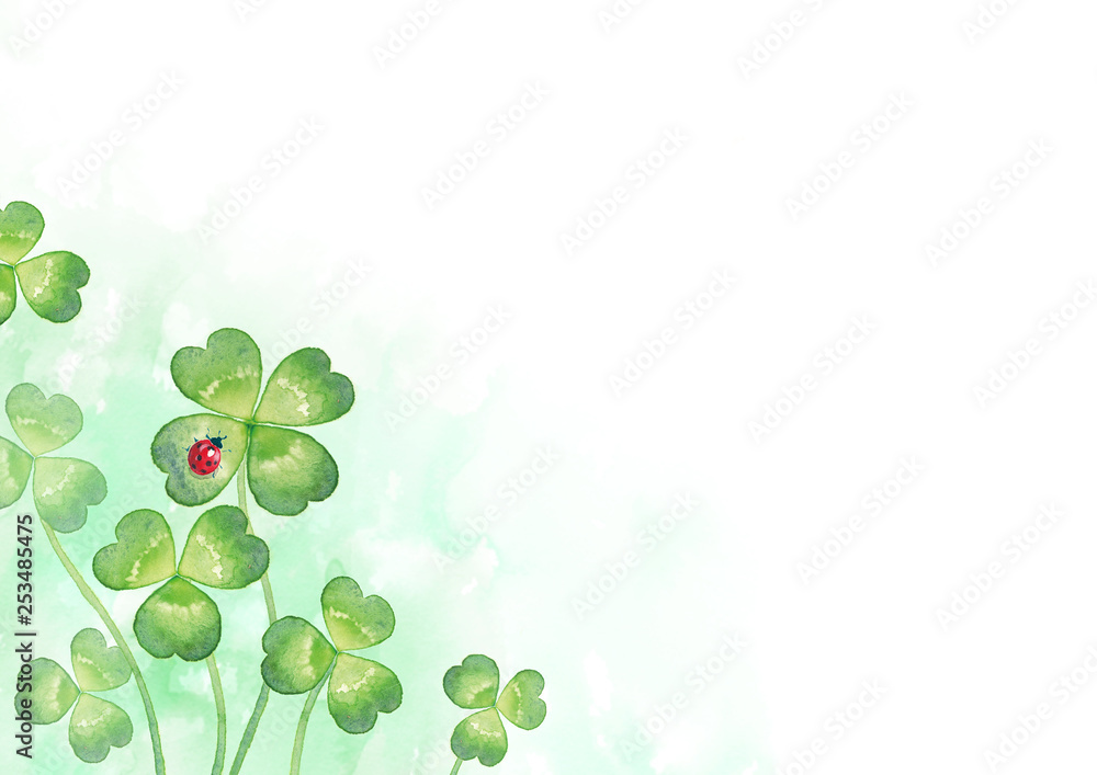 背景：四つ葉のクローバーとてんとう虫（4） の Stock イラスト